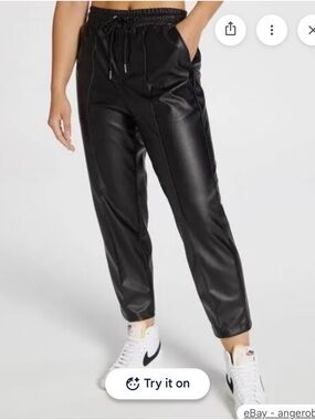CALIA Faux Leather Pants - Black